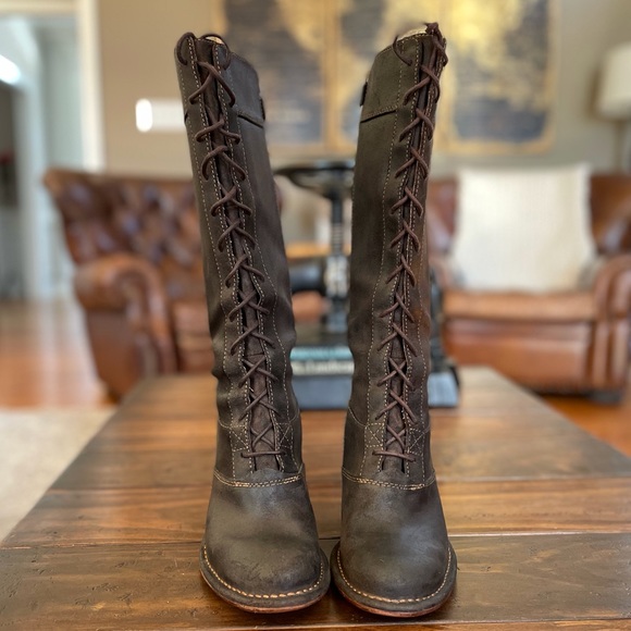 Frye Villager Lace Up Knee High Boots - Picture 5 of 7